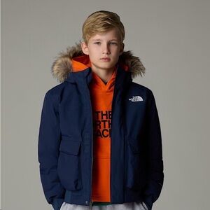 The North Face Blue Jacket with Fur Trim